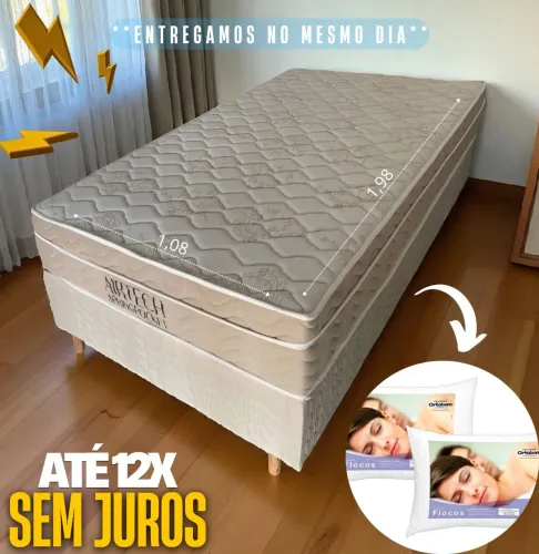Cama box solteirão Ortobom - Molas ensacadas | PRODUTO PREMIUM