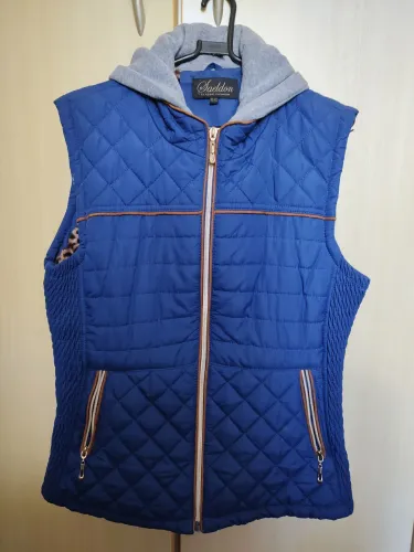 Colete Feminino Azul com Capuz