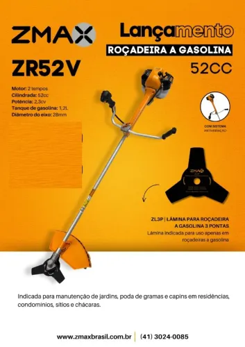roçadeira a gasolina zmax zr52x