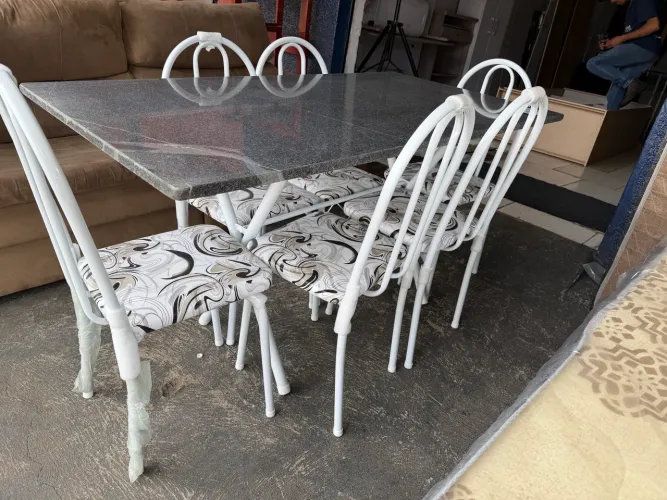 Mesa granito 6 cadeiras combino entrega e parcelo
