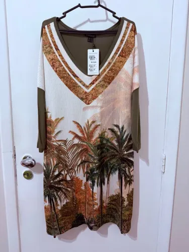 Vestido Zinzane - Estampa Tropical - Tamanho M