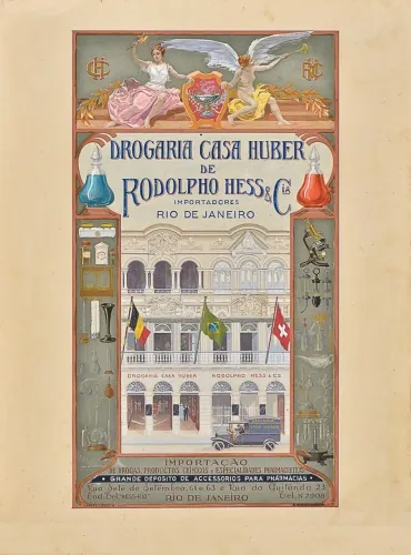 Cartaz propaganda drogaria casa huber no Rio de Janeiro 