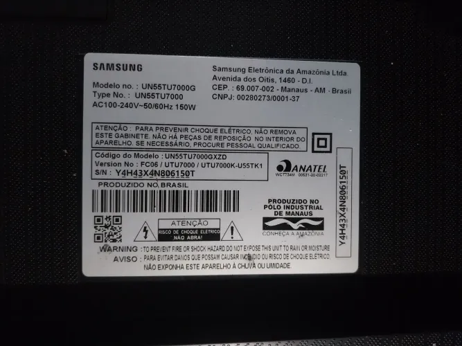 Smart TV Samsung 55 polegadas tela quebrada 