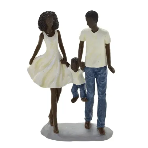 Escultura Familia E Menino 24x16cm Resina