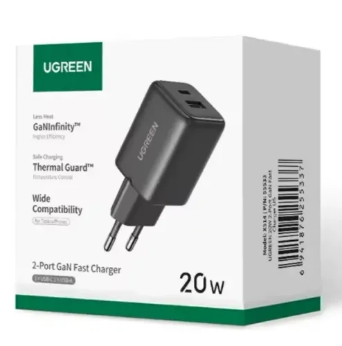 Carregador Rápido Ugreen 20w GaN (Iphone Samsung Motorola Huawei)