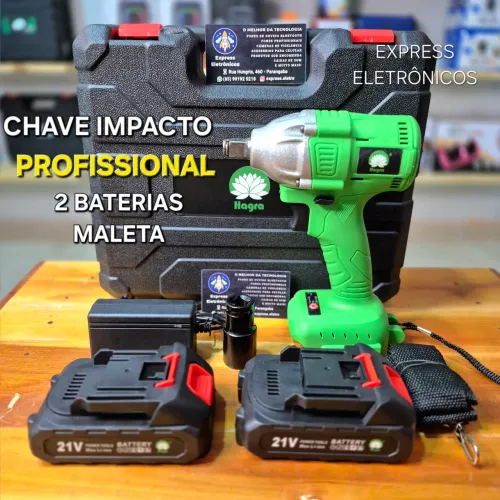 CHAVE IMPACTO HAGRA PROFISSIONAL COM 2 BATERIAS E MALETA KIT COMPLETO