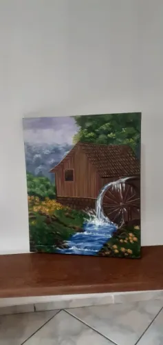 Quadro Decorativo Parede - Roda D'água - 60x70cm