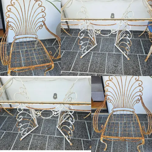 Conjunto de Mesa e Cadeiras Vintage em Ferro