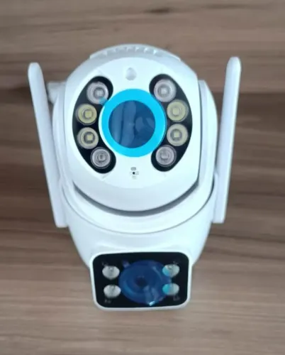 Câmera De Segurança Vigilância Lente Dupla App Icsee Cor Branco