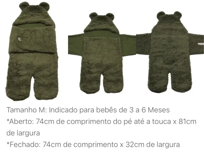 Saco de dormir infantil urso - Tamanho M