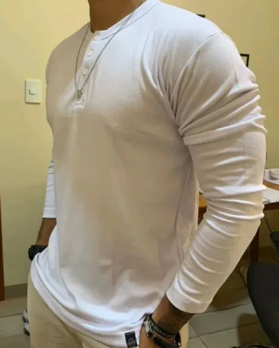 Camisas Henley Manga longa 4 Botões