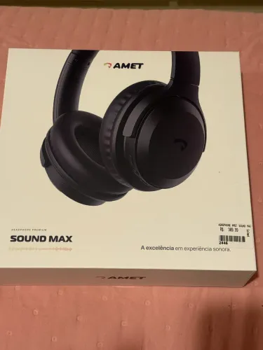 AMET Fone de Ouvido Sem fio, Headphone, Bluetooth de bateria, Sound Max, Microfone