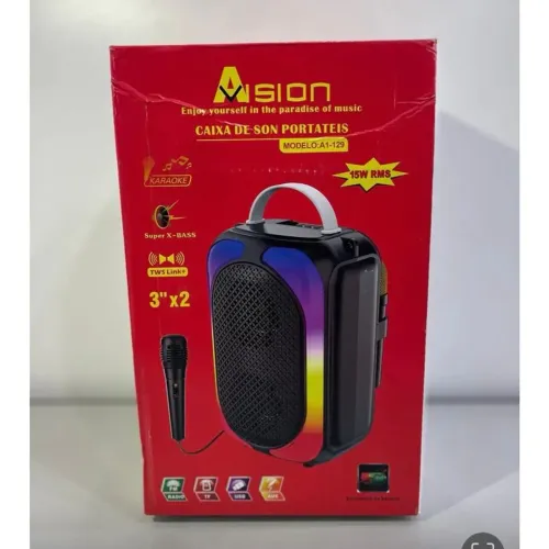 Caixa de Som Bluetooth com Microfone A1-129 (Honestidade e Qualidade é na JK eletrônicos)