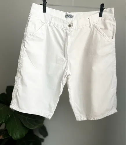 Bermuda G Branca Masculina de Sarja Algodão