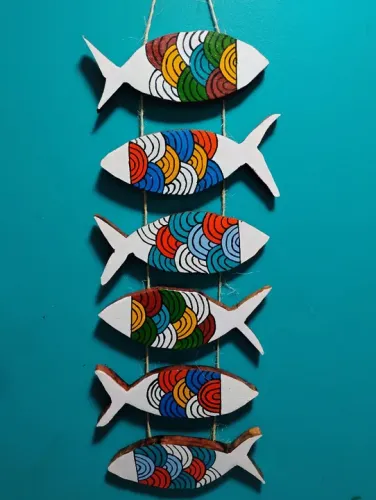 Peixe Decorativo de Madeira Pintado