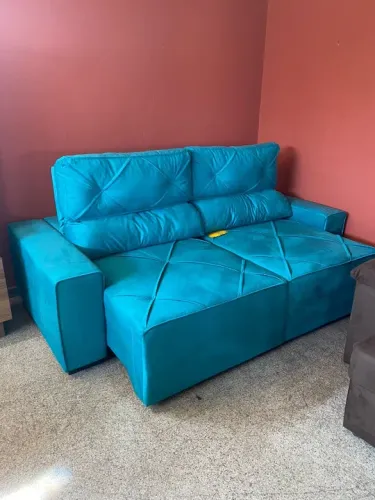Sofá Azul Turquesa Retrátil reclinavél Novo 