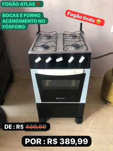 Fogão atlas 4 bocas preto