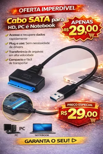 Cabo Adaptador SATA para USB 2.0 e 3.0