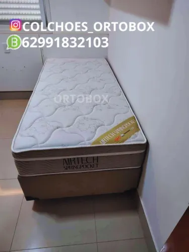 Conjunto Solteiro airtech da ortobom de molas ensacadas