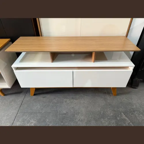 Rack moderno branco e amadeirado - entrego hoje 