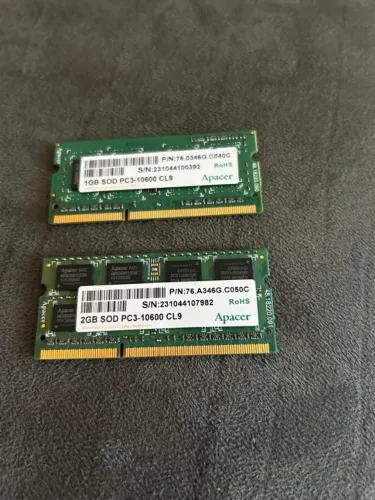 02 memórias para notebook 01 hg- pc3 - 10600  Memórias semi novas