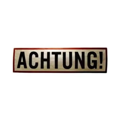 Placa Militar Artesanal - Achtung em MDF 50 x 14 cm
