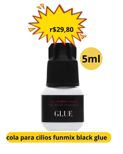 cola fria para cilios funmix black glue 5ml