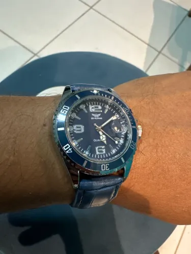 Relógio Masculino Zhowe Mostrador e Bracelete Azul - Novo / Na Caixa