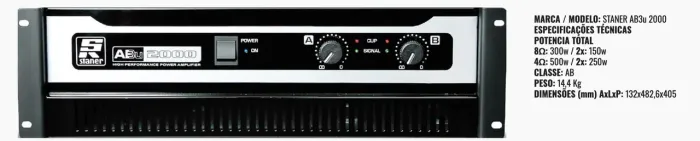 Amplificador Staner AB3u-2000 Profissional