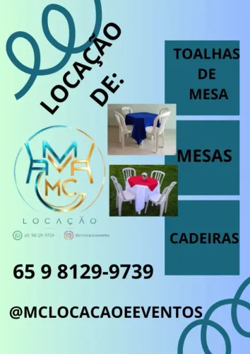 LOCAÇÃO DE MESAS, CADEIRAS E TOALHAS DE MESA