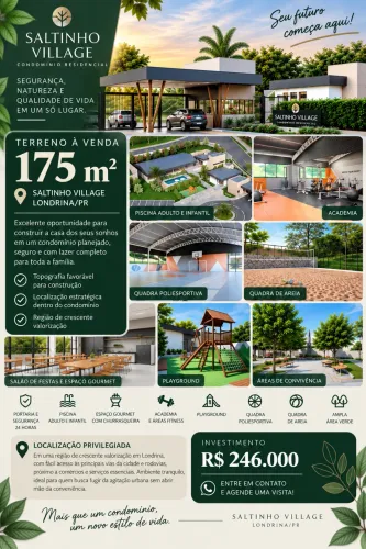 Terreno 175m² no Saltinho Village - Londrina | R$ 246 mil