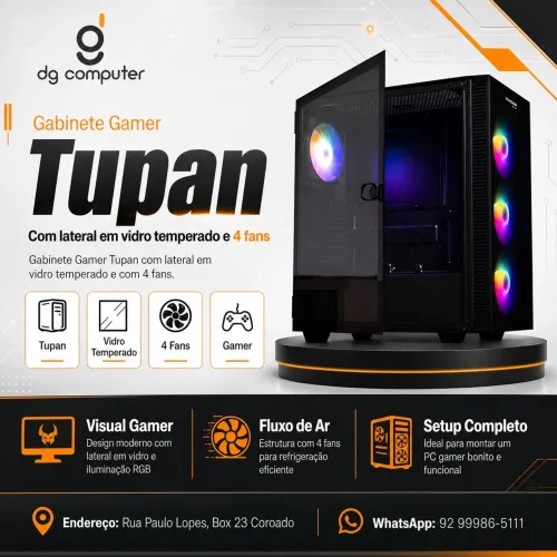 Gabinete Gamer Tupan com 4 Fans
