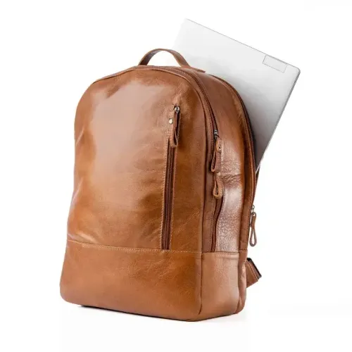 Mochila Masculina Executiva de Couro para Notebook Arpoador Caramelo