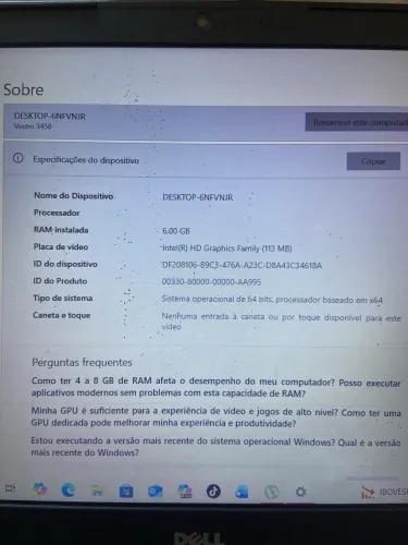 Notebook Dell Vostro 3458 - 6GB RAM - Excelente para Trabalho e Estudos