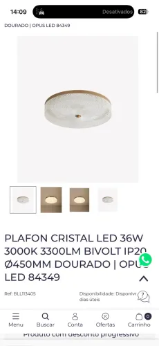 Luminária Cristal Led 36W