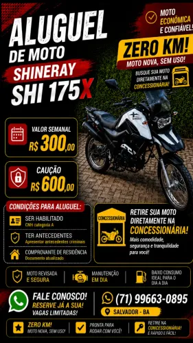 MOTO PARA ALUGUEL COM POSSIBILIDADE DE AQUISIÇÃO