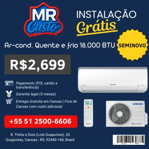 Ar-Condicionado Q/F Samsung 18.000 BTU | Revisado, Garantia e Instalação Grátis | MR Custo