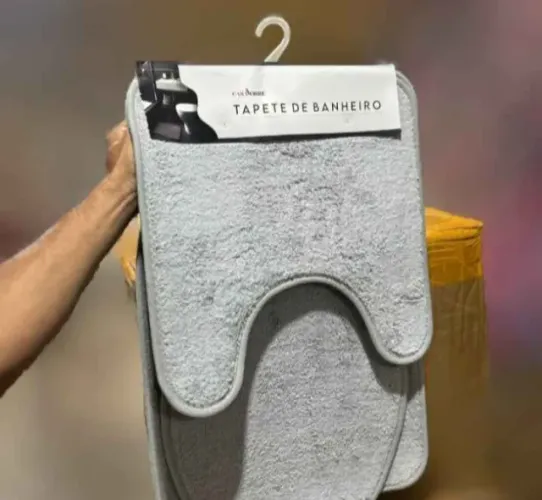 Jogo De Tapetes Para Banheiro 3 Peças Em Algodão