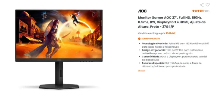 MONITOR AOC GAMING 27" 180HZ