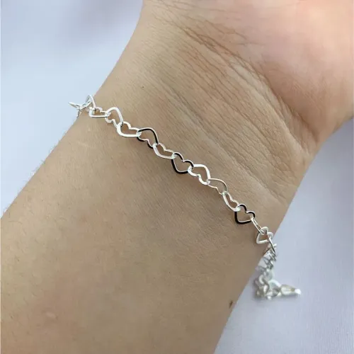 Pulseira coracao prata 925