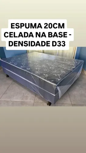 Cama casal box - Com espuma D33 - 20cm de altura de colchão.