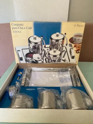 Conjunto brinox átina para chá e café 6 peças novo