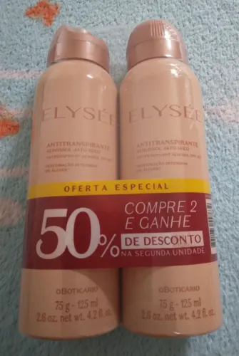 Kit Desodorante Antitranspirante Aerossol Elysée 2x75g/125ml