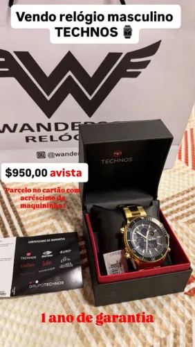 Vende-se relógio TECHNOS novo nunca usado ainda na garantia de um ano para mais informação