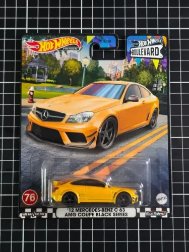 '12 Mercedes-Benz C63 AMG Coupe Black Series Amarelo - Hot Wheels Premium
