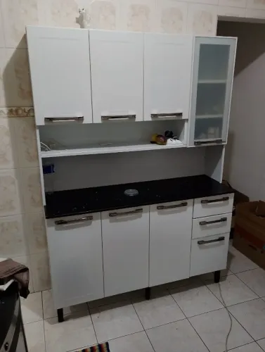 Armário de Cozinha Compacta Itatiaia Florença 8 Portas 2 Gavetas 1 Nicho e Balcão de Apoio