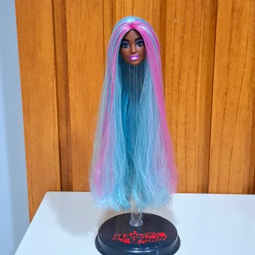Cabeça Boneca Barbie Cabelos Longos Saran Diversas Cores