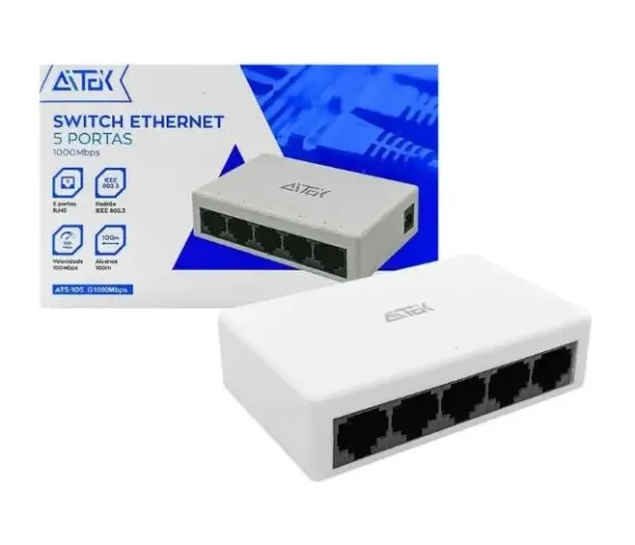 Switch Hub Internet 5 Portas Gigabit /1000 Aitek