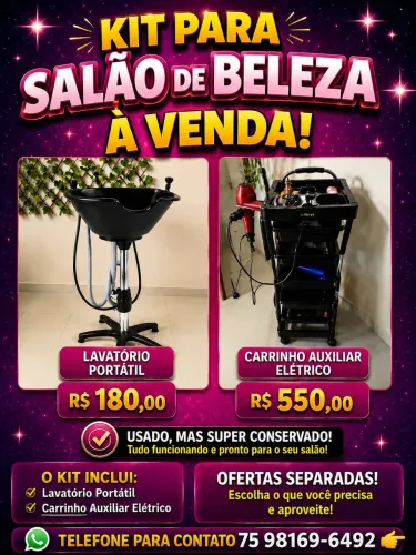 Kit lavatório portátil dompel e carrinho auxiliar com tomada 