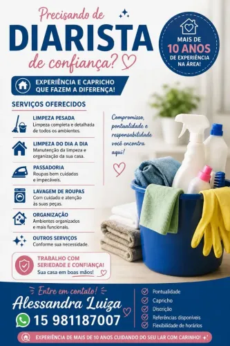 Diarista e cozinheira doméstica